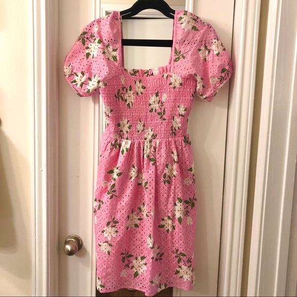 Draper James Puff Sleeve Babydoll Dress in Magnolia - Picture 1 of 7
